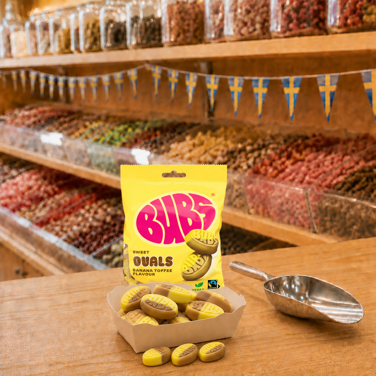 BUBS Banana Toffee, schwedische Gelatinefreie Süßigkeit