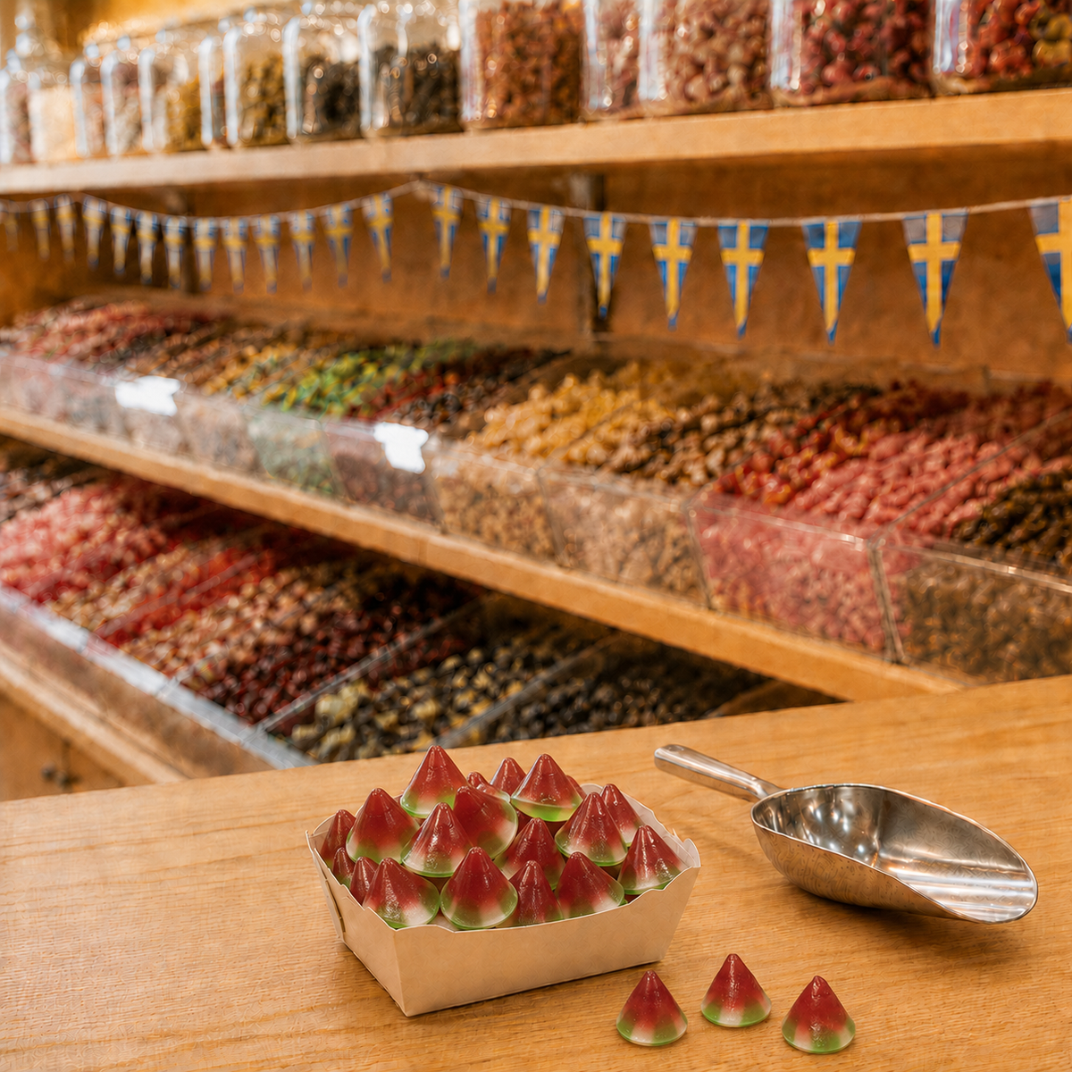 Gefüllte Erdbeer-Bonbons, schwedische Süßigkeit, 50g