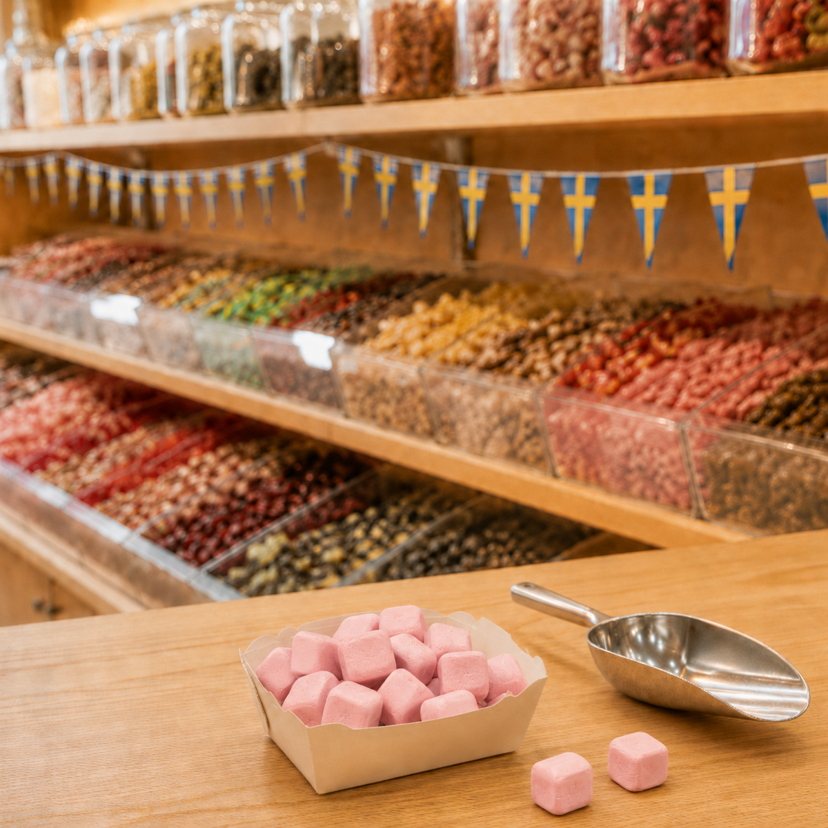 Erdbeer-Schaumwürfel - 50g (Rosa Kubik)